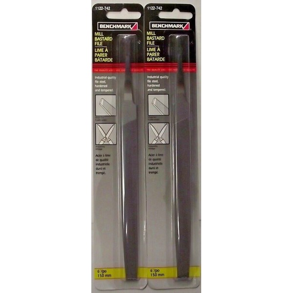 Benchmark 08377N 1122-742 6" Mill Bastard Cut File Without Handle 2 Packs