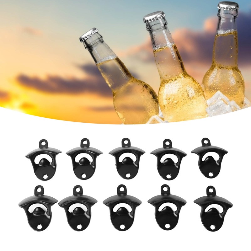 10Pcs Black Beer Bottle Opener Bar Beer Soda Bottle Cap