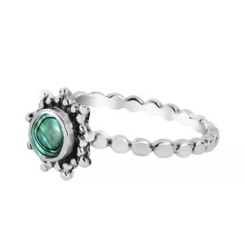 AeraVida Vibrantly Shining Sun Abalone Shell Inlay Sterling Silver Ring-10