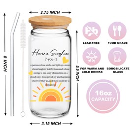 TAGDANK Thank You Gifts Sunshine Gifts for Women Appreciation Gifts for Women Thank You Cups with Lids and Straws Inspirational Gifts for Coworkers Friends Mom, 16 Oz Tumbler