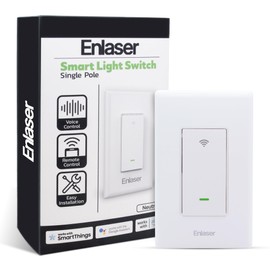 Enlaser Smart Light Switch, Single Pole, Voice/Remote Control, Easy Installation, Compatible with Alexa and Google Assistant, Neutral Wire Required