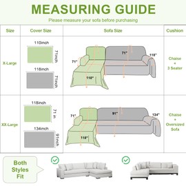 OstepDecor Sectional Couch Covers 2 Pieces, L Shaped Couch Cover Blanket, Sectional Sofa Cover Washable, Chaise Lounge Sofa Slipcovers Pet Furniture Protector for Dogs (71"x118"+91"x134", Green)