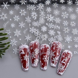 8 Sheet Christmas Snowflake Nail Stickers for Nail Art Rhinestone Nail Design Snowflake Nail Decals Self Adhesive Nail Decals Gold Reindeer Nail Art Stickers for Women Nail Supplies