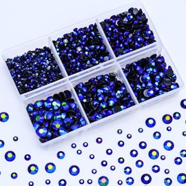 Briskbloom 3000PCS Flatback Resin Rhinestone, 2mm 3mm 4mm 5mm 6mm Purple and Blue Flatback Jelly Rhinestones for Crafts, Mugs, Bottles, Tumblers, Loose Bling Glitter Diamond Resin Jelly AB Stone