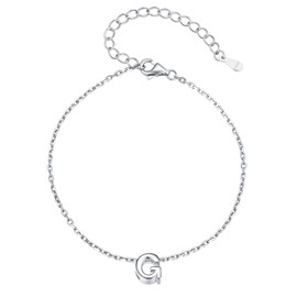 Silvora Small Letter Bracelet for Women S925 Sterling Silver Initial Bracelet Gift for Girls