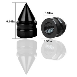 Osilly Car Tire Valve Caps, 8 Pack Spike Aluminium Alloy Auto Air Pressure Stem Caps, Universal Dust-Proof Car Tire Valve Trim Accessories, Fit for Cars, Trucks, SUVs and Motorcycles (Black)