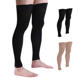 Doc Miller Thigh High Compression Socks | Footless 15-20 mmHg Support Hose for Women & Men, Leg Circulation, Swelling Relief, Varicose Veins Support - Black, Small Size