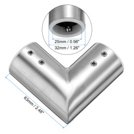 QUARKZMAN Pack of 2 Adjustable Curtain Rods Corner Connectors 19 mm Inner Diameter 304 Stainless Steel Window Hinge 90 Degree Connector with Hex Key Silver