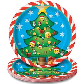 Unique Party 50544 - 18cm Emoji Christmas Party Plates, Pack of 8