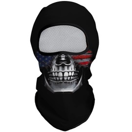 Obacle Balaclava Face Mask for Men Women Ski Hunting Cycling Festival Party (Skull with Gray Flag Face)