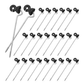 DUZFOREI 25PCS 8 Inch Electric Fence Curved Insulator Ring Insulator Long Arm Multi Purpose Insulator for Wooden Post for Polytape Polywire Tape Rope Electric Wire Curved