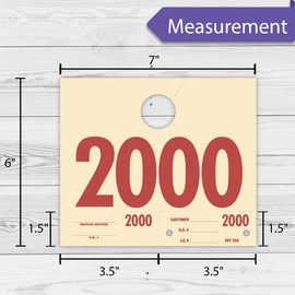 1000 Automotive Service Dispatch Numbers Mirror Hang Tags Numbered 2000-2999 RL78 Style Red Green Service Dispatch Numbers Manilla Card Stock with 1.25 Slotted Hang Cutout