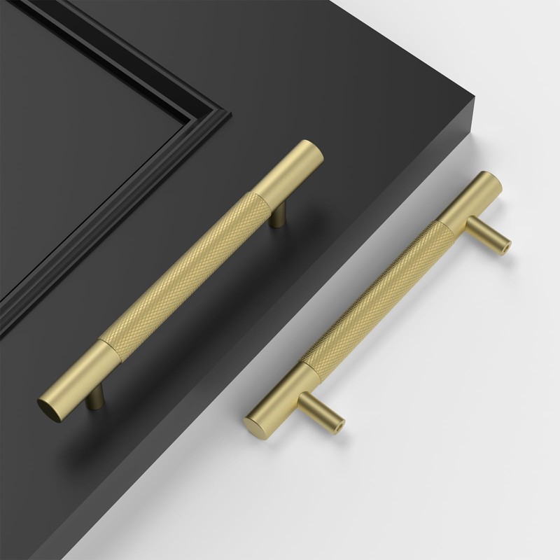 LONTAN 10 Pack Gold Kitchen Cupboard Handles 128mm Hole Centers