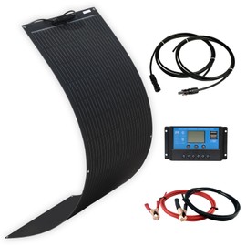 XINPUGUANG Flexible Solar Panel 100W 12V Monocrystalline Solar System kit,10A Charge Controller,Extension Cable, Charge for Boat, RV, Cabin, Camper,12v Battery (100W Solar Panel kit)
