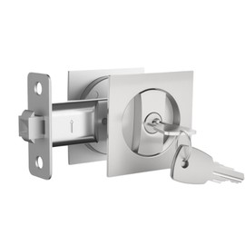 BEIYUANYA Pocket Door Hardware Brushed Nickel, Pocket Door Latch Recessed 2 Sided for 1.37-3.9” Thickness Door for Kitchen Balcony Guest Room Door