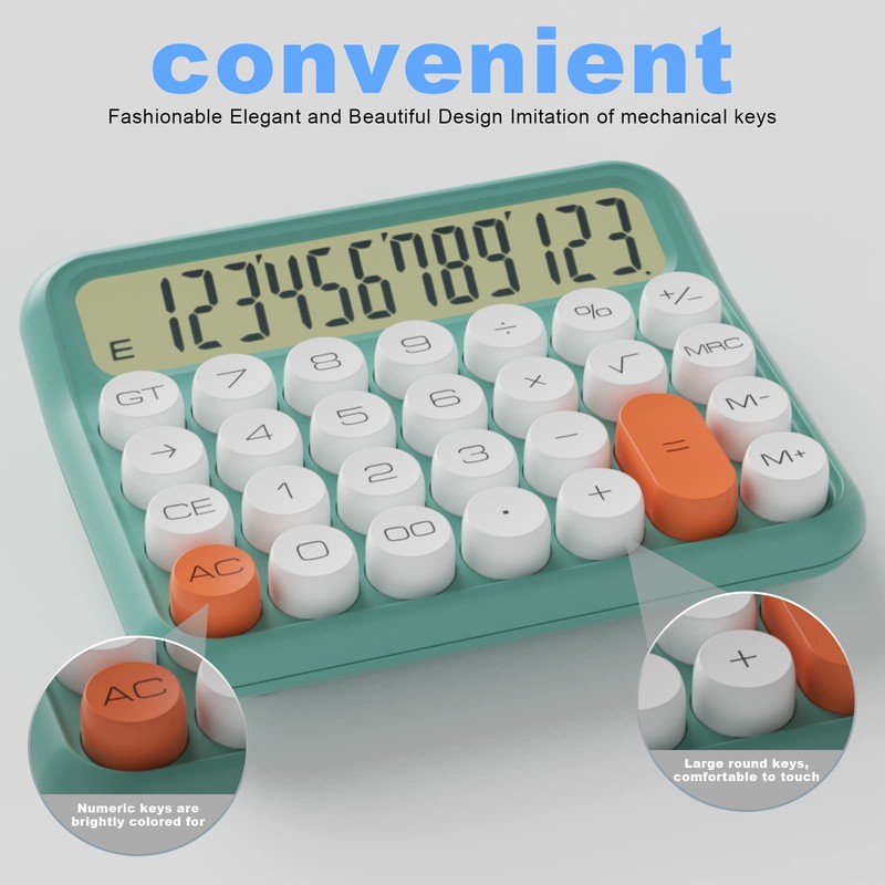 DECKLIT Mechanical Calculator 12 Digit, 5-Inch LCD Display, Battery Desk