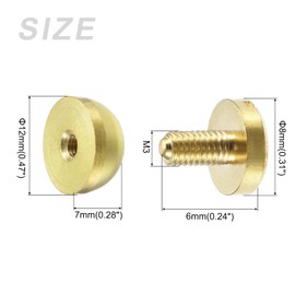 METALLIXITY Screw Back Stud Spike (12x7mm) 4pcs, Round Head Stud Rivets - for Leather Crafts Purse Bags