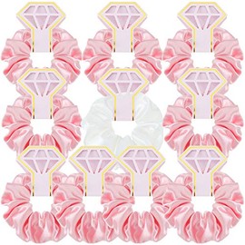 10 Coleteros de Satén para Pelo de Dama de Honor, para Mujeres, Accesorios para Cabello de Boda (Rosa y Blanco)