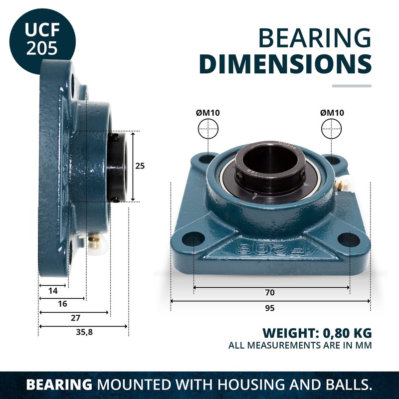 1 PCS - UCF205 / UCF205 25 mm Bore, Block