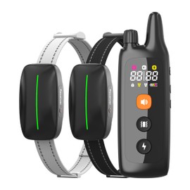 Dog Training Shock Collar 4000FT Dog Bark Collar with Remote IP67 Waterproof 4 Training Modes Beep Vibration Shock Light Mode Magnetic Charger Electric Dogs Collar 8-25 inches Single Shock Double