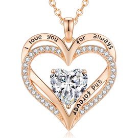 CDE Necklaces for Women,925 Sterling Silver Forever Love Heart Pendant Necklace,Birthday Ideal Jewelry Gift for Wife Mother Her