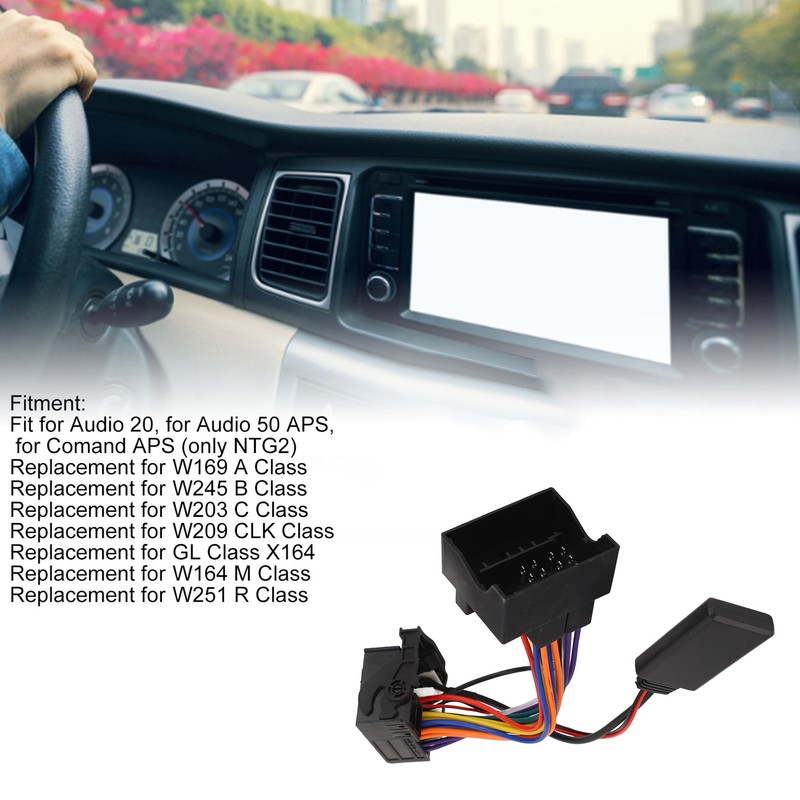 Bluetooth 5.0 Radio Aux Cable 16 Pin Replacement for W169