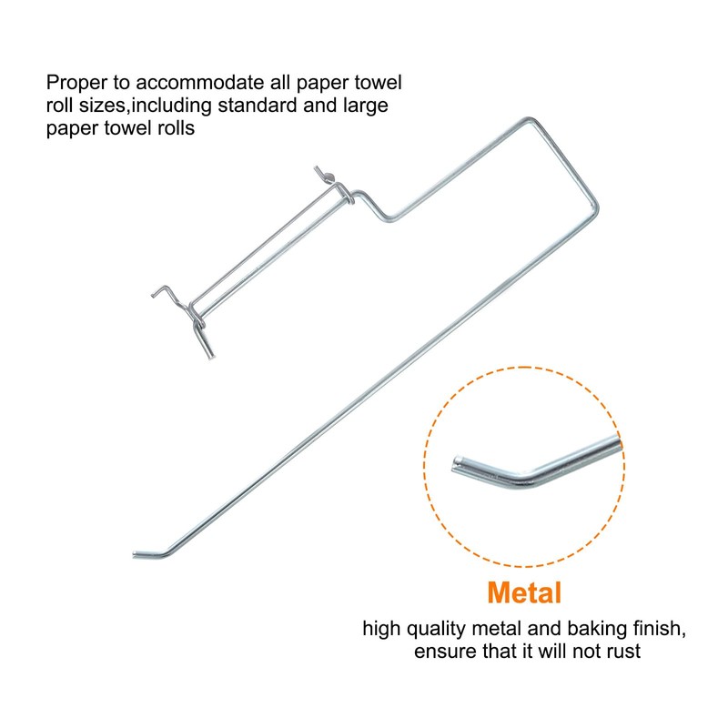 sourcing map Pegboard Paper Towel Holder 12" Stainless Steel Peg