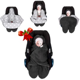 SWADDYL Car seat Blankets for Babies - Car seat Covers for Babies Winter - Carseat Swaddle Blanket - Stroller Bunting Bag for Infants -Universal Fit for Baby Car Seat - Neutral Grey