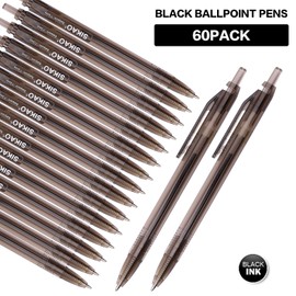 Sikao 60 Pack Black Ballpoint Pens Bulk – Smooth Writing 1.0mm Click Pens with Black Ink & Black Translucent Barrel, Reliable Everyday Pens for Office, School, Home, Restaurant, Teachers & Students