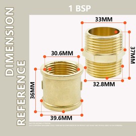 Bwintech 4 Pcs 1" to 1" Female & Male BSP Thread Brass Hex Nipple & Hex Coupling Connector for Pipe Connecting Conversion