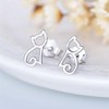 Sterling Silver Cat Kitten Outline Stud Earrings