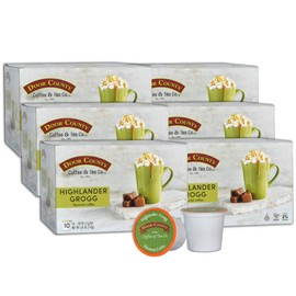 Door County Coffee, Single Serve Cups for Keurig Brewers, Highlander Grogg, Irish Creme and Caramel Flavored Coffee, Medium Roast, Ground Coffee, 60 Count