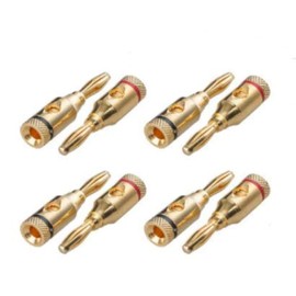 Accessonico 4 Pairs 8 Plugs Speaker Banana Plugs Gold Plated – Open Screw Type Brass Connector for Speaker Stereo Wire, Home Theater Audio (8 pcs/4 Red 4 Black)