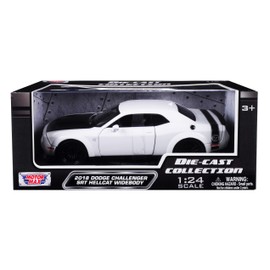 2018 Dodge Challenger SRT Hellcat Widebody White with Black Hood 1/24 Diecast Model Car by Motormax 79350