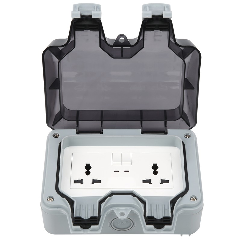 Outdoor Wall Power Socket with 2 3-Hole Socket 2 Switch