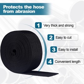 25 FT Nylon Hydraulic Hose Protector Sleeve Sheath Cable Cover Welding Tig Torch Hose Cover for Long-Wearing Abrasion Protection, 2.25" ID, Black