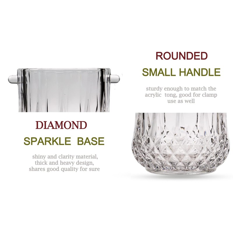 BothEarn Small Round Glass Ice Bucket Kits, Heavy Thick Wine