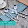 Flatasy Silverware Set Silver Bamboo Handle Flatware Stainless Steel Heavy