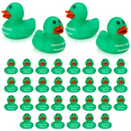 Gemscream 30 Pcs Mental Health Awareness Rubber Ducks Green Rubber Ducks Mental Health Gifts Anxiety Relief Ducks for Friend Family Students Coworkers Fundraiser Gifts Supporting Minds (Mental Health)