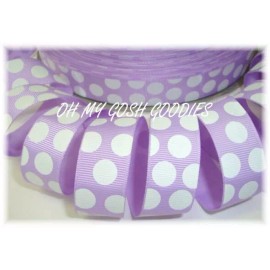 7/8 LIGHT ORCHID WHITE PRINCESS CLASSIC JUMBO DOTS EASTER GROSGRAIN RIBBON