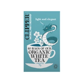 Clipper Organic White Tea Bags | 40 Bags of White Tea from China | for Home or Office | Herbal Tea Bags | Natural, Unbleached Teabags | Sustainable, Plant-Based & Biodegradable Teabags