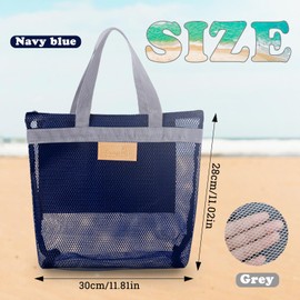 AfitLulu Mesh Shower Bag, Toiletry Bag, Shower Bag, Quick-Drying Toiletry Bags, Beach Bag, Lightweight Shopping Bags with Zip and 2 Compartments for Swimming, Beach, Travel, blue