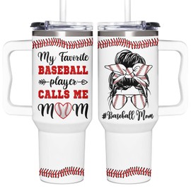 Baseball Mom Gifts - Baseball Gifts For Mom From Son, Daughter, Boy, Girl, Kids, Friends - Baseball Birthday Gifts For Mom - Christmas Baseball Presents For Mom - Baseball Mom Tumbler With Handle 40oz