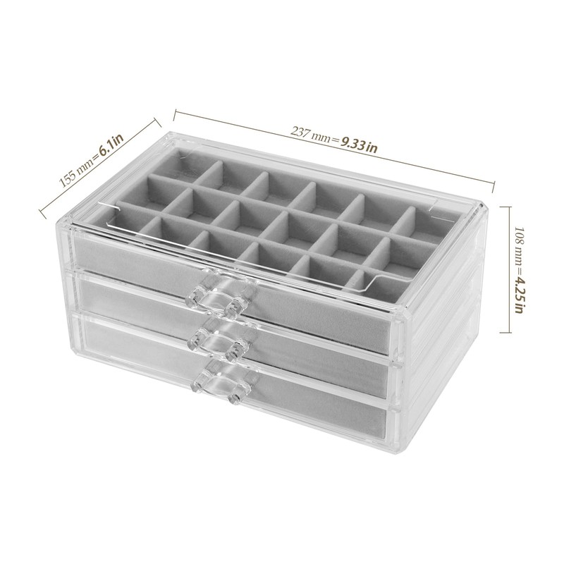 HEIHAK 2 PCS 54 Grid Acrylic Rock Collection Display Case