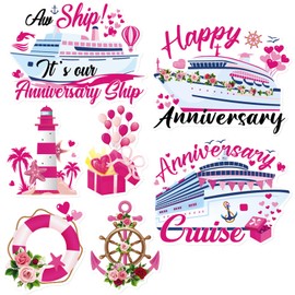 JoyAura Anniversary Cruise Door Magnets - 7 Pcs Wedding Anchor Ship Cabin Magnetic Stickers Stateroom Accessories for Party Carnival Refrigerator Car Fridge Magnet Decorations Garage Locker Decor