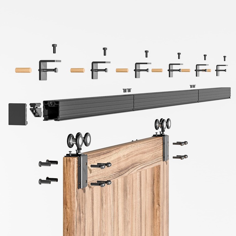 5FT Box Rail Sliding Barn Door Hardware,Wall Mount Track Kit,Heavy