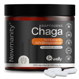 Chaga en Ultra Concentrado 1,000 mg por Dosis - 300 Capsulas - Extracto 10:1 Vegano Orgánico 100% Natural Adaptógeno Antioxidante con 50% Beta Glucanos Suplemento Sin Gluten para Energía