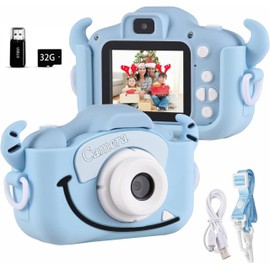 FOROMONE Kids Camera, Toy Camera, 1080P HD Video, 32GB Memory Card Included, 2.0 Inch IPS Screen, 8x Zoom USB Charging, Dual Lens, Shichi-Go-San Children's Recording Selfie Camera, Boys, Christmas Toy, Girls, Protective Case, Japanese Instruction Manual Included (English Language Not Guaranteed)