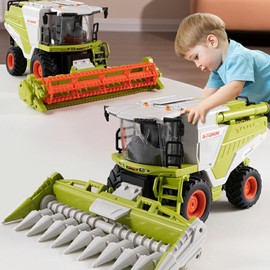 Dodoore Remote Control Harvester Tractor Toy for Kids, 1:24 Scale RC Harvester with Spray, Lights & Sound, RC Farm Tractor with 2 Batteries, Birthday for 3 4 5 6 7 8 Year Old Boys Girls