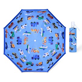Decalsweet Compact Travel Folding Umbrella-Strong Windproof Automatic Umbrella with Reflective Strip-Lightweight Anti-UV Folding Umbrella for Boys Girls Kids,Transportation Vehicles